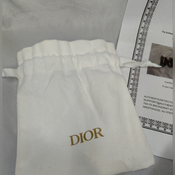 VINTAGE WITH COA Dior Gold and Amethyst Clip-On Earrings EUC with Dust Bag - Picture 8 of 8